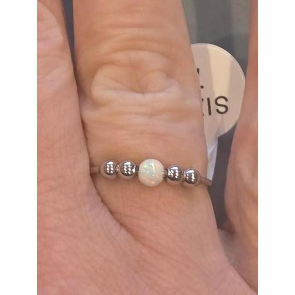 Size 7 white opal and s925 silver ring